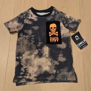 RAGS Kids Tie-Dye Skull Tee - Black and Orange